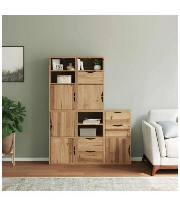 vidaXL Side Cabinets 5 pcs "ODDA" 40x24x79 cm Solid Wood Pine — Colour: natural, Model: 5 shelves 5 drawers