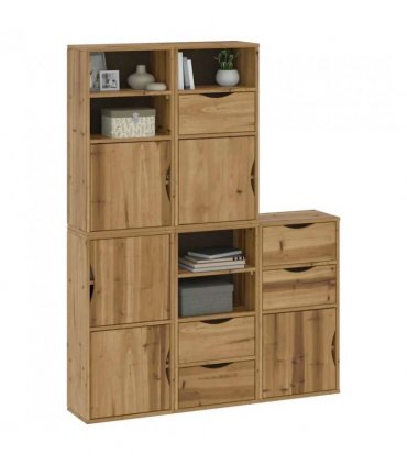 vidaXL Side Cabinets 5 pcs "ODDA" 40x24x79 cm Solid Wood Pine — Colour: natural, Model: 5 shelves 5 drawers