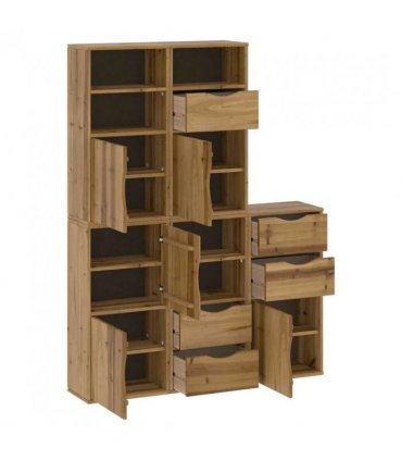 vidaXL Side Cabinets 5 pcs "ODDA" 40x24x79 cm Solid Wood Pine — Colour: natural, Model: 5 shelves 5 drawers