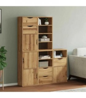 vidaXL Side Cabinets 5 pcs ODDA 40x24x79 cm Solid Wood Pine — Colour: natural, Model: 7 shelves 5 drawers