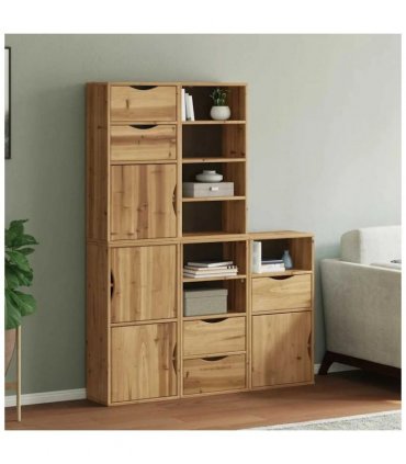 vidaXL Side Cabinets 5 pcs ODDA 40x24x79 cm Solid Wood Pine — Colour: natural, Model: 7 shelves 5 drawers