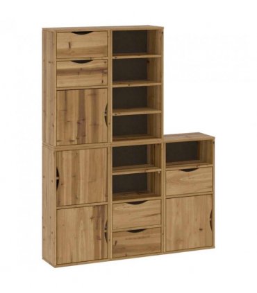 vidaXL Side Cabinets 5 pcs ODDA 40x24x79 cm Solid Wood Pine — Colour: natural, Model: 7 shelves 5 drawers