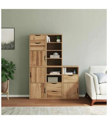 vidaXL Side Cabinets 5 pcs ODDA 40x24x79 cm Solid Wood Pine — Colour: natural, Model: 7 shelves 5 drawers