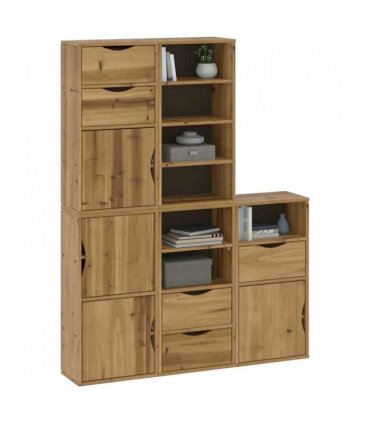 vidaXL Side Cabinets 5 pcs ODDA 40x24x79 cm Solid Wood Pine — Colour: natural, Model: 7 shelves 5 drawers