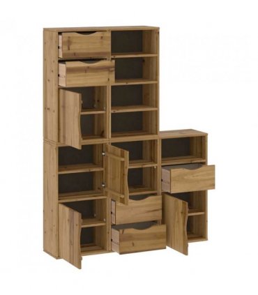 vidaXL Side Cabinets 5 pcs ODDA 40x24x79 cm Solid Wood Pine — Colour: natural, Model: 7 shelves 5 drawers