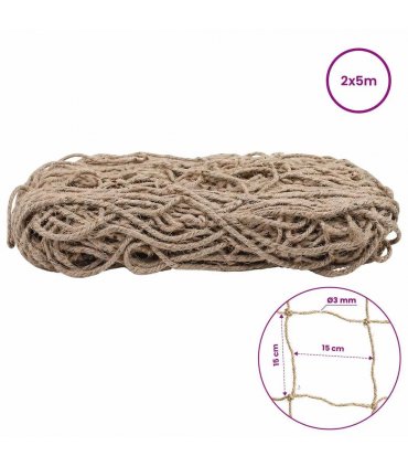 vidaXL Jute Plant Support Netting Natural 2 x 5 m 100% Tossa Jute