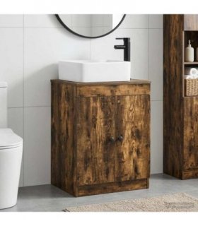 vidaXL Bathroom Furniture Set Smoked Oak Engineered Wood — V0672257627