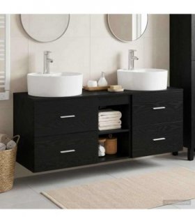 vidaXL Bathroom Cabinet Set 3 pcs Black 49.5 x 44.5 x 65 cm