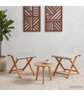 vidaXL Deck Chair 2 pcs Solid Eucalyptus Wood Cream