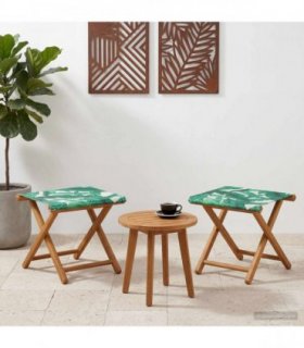 vidaXL Deck Chair 2 pcs Solid Eucalyptus Wood Leaf Pattern