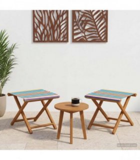 vidaXL Deck Chair 2 pcs Solid Eucalyptus Wood Multicolour
