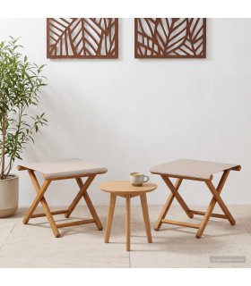 vidaXL Deck Chair 2 pcs Solid Eucalyptus Wood Beige