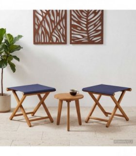 vidaXL Deck Chair 2 pcs Solid Eucalyptus Wood Blue