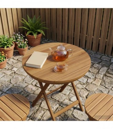vidaXL Table Top Ø 40 x 3.5 Round Solid Teak Wood Natural — Size: Ø 40 cm