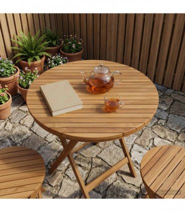 vidaXL Table Top Ø 80 x 3.5 Round Solid Teak Wood Natural — Size: Ø 80 cm