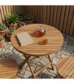 vidaXL Table Top Ø 80 x 3.5 Round Solid Teak Wood Natural — Size: Ø 80 cm