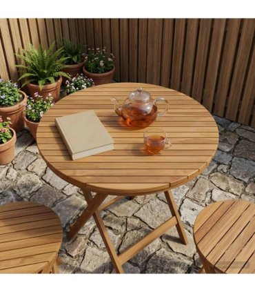 vidaXL Table Top Ø 80 x 3.5 Round Solid Teak Wood Natural — Size: Ø 80 cm