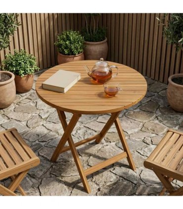 vidaXL Table Top Ø 70 x 3.5 Round Solid Teak Wood Natural — Size: Ø 70 cm