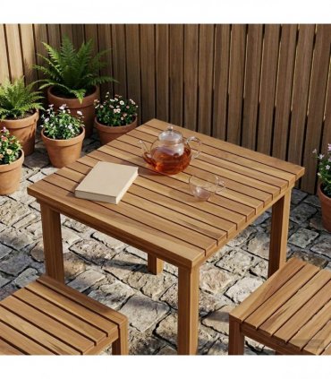 vidaXL Table Top 50 x 50 x 3.5 cm Square Solid Teak Wood Natural — Size: 50 x 50 cm