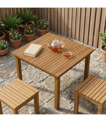 vidaXL Table Top 70 x 70 x 3.5 cm Square Solid Teak Wood Natural — Size: 70 x 70 cm
