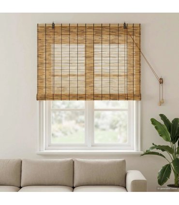 vidaXL Roller Blind Brown 120 x 160 cm Reed