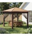 vidaXL Gazebo with 4 Sidewalls 2.6 x 2.6 m Beige and Brown
