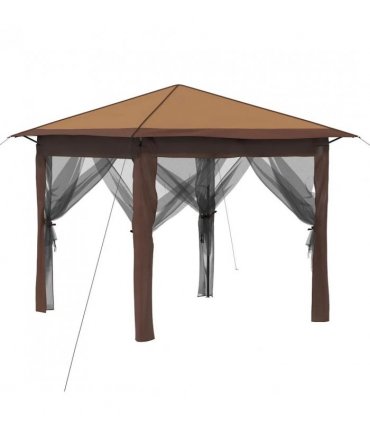 vidaXL Gazebo with 4 Sidewalls 2.6 x 2.6 m Beige and Brown