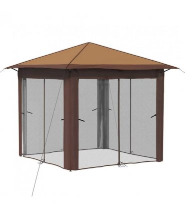vidaXL Gazebo with 4 Sidewalls 2.6 x 2.6 m Beige and Brown