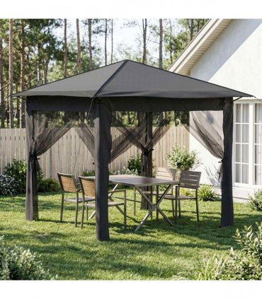 vidaXL Gazebo with 4 Sidewalls 2.6 x 2.6 m Light Grey and Anthracite