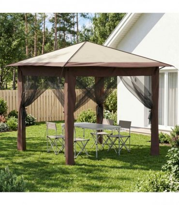 vidaXL Gazebo with 4 Sidewalls 2.6 x 2.6 m Cream and Brown