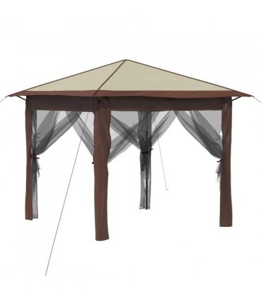 vidaXL Gazebo with 4 Sidewalls 2.6 x 2.6 m Cream and Brown