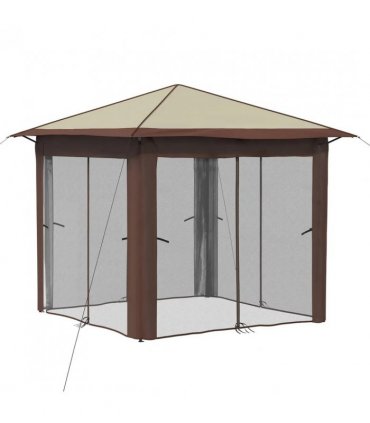 vidaXL Gazebo with 4 Sidewalls 2.6 x 2.6 m Cream and Brown