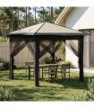 vidaXL Gazebo with 4 Sidewalls 2.6 x 2.6 m Cream and Anthracite