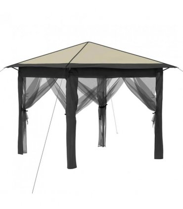 vidaXL Gazebo with 4 Sidewalls 2.6 x 2.6 m Cream and Anthracite