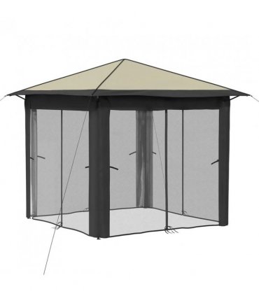 vidaXL Gazebo with 4 Sidewalls 2.6 x 2.6 m Cream and Anthracite