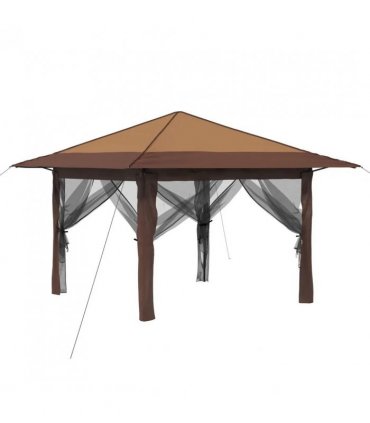 vidaXL Gazebo with 4 Sidewalls 3.3 x 3.3 m Beige and Brown