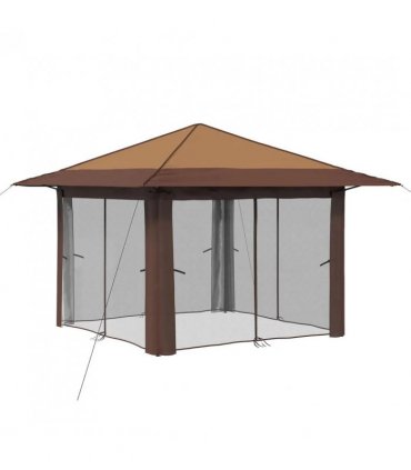 vidaXL Gazebo with 4 Sidewalls 3.3 x 3.3 m Beige and Brown
