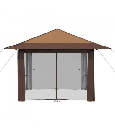 vidaXL Gazebo with 4 Sidewalls 3.3 x 3.3 m Beige and Brown
