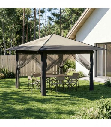 vidaXL Gazebo with 4 Sidewalls Cream and Anthracite