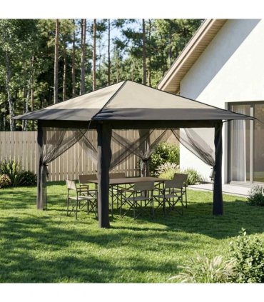 vidaXL Gazebo with 4 Sidewalls Cream and Anthracite