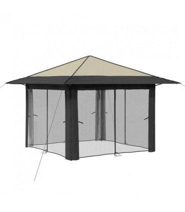 vidaXL Gazebo with 4 Sidewalls Cream and Anthracite