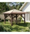 vidaXL Gazebo with 4 Sidewalls Cream and Brown