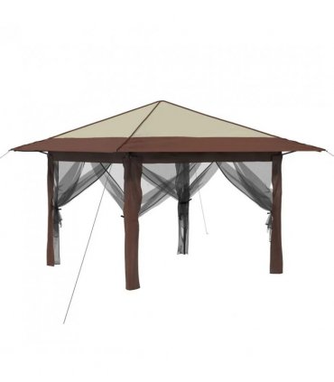 vidaXL Gazebo with 4 Sidewalls Cream and Brown