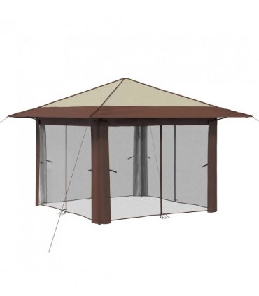 vidaXL Gazebo with 4 Sidewalls Cream and Brown