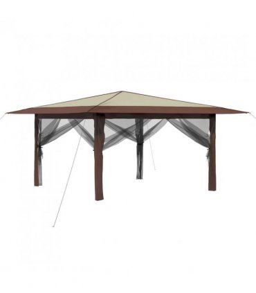 vidaXL Gazebo with 4 Sidewalls 4 x 4 m Cream and Brown