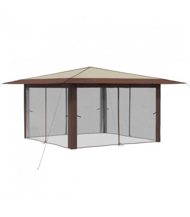 vidaXL Gazebo with 4 Sidewalls 4 x 4 m Cream and Brown