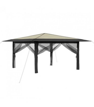 vidaXL Gazebo with 4 Sidewalls 4 x 4 m Cream and Anthracite