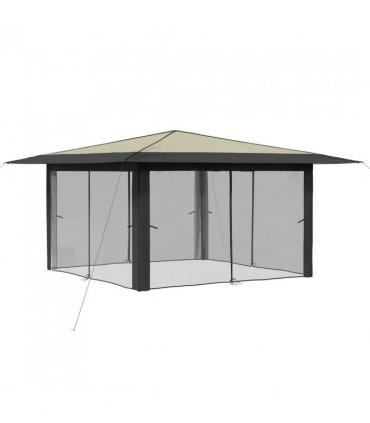 vidaXL Gazebo with 4 Sidewalls 4 x 4 m Cream and Anthracite