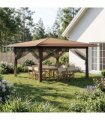 vidaXL Gazebo with 4 Sidewalls 4 x 4 m Beige and Brown