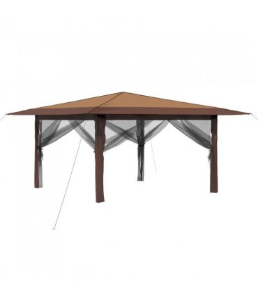 vidaXL Gazebo with 4 Sidewalls 4 x 4 m Beige and Brown